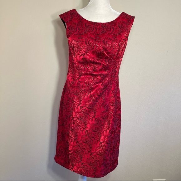 Connected Apparel Side Ruched Red Holiday Party Dress - Picture 1 of 16